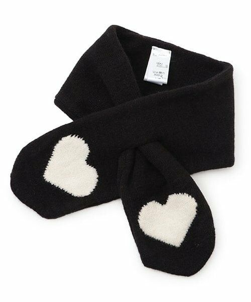 petit main / プティマイン マフラー・ショール・スヌード・ストール | ハートニットマフラー（黒）