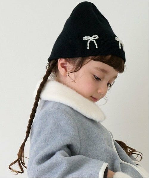 petit main / プティマイン ニットキャップ | パールリボンつきニットキャップ | 詳細2