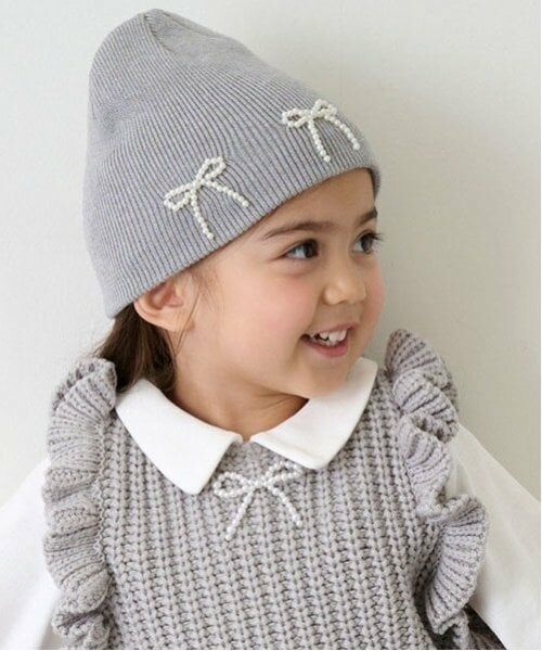 petit main / プティマイン ニットキャップ | パールリボンつきニットキャップ | 詳細5