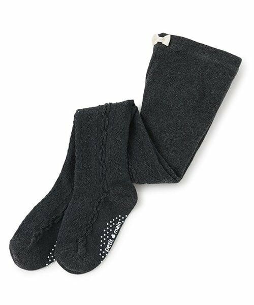 petit main / プティマイン ストッキング・タイツ・その他 | ジャガードタイツ(チャコール)