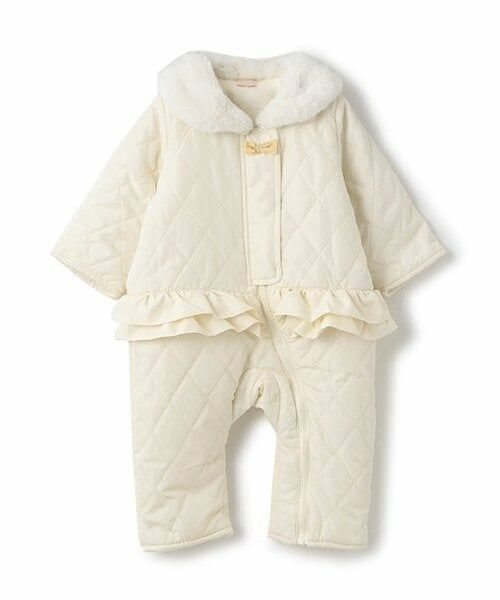 petit main / プティマイン ベビー・キッズウエア | 【リンク】キルトフリルジャンプスーツ(ベビー)（アイボリー）