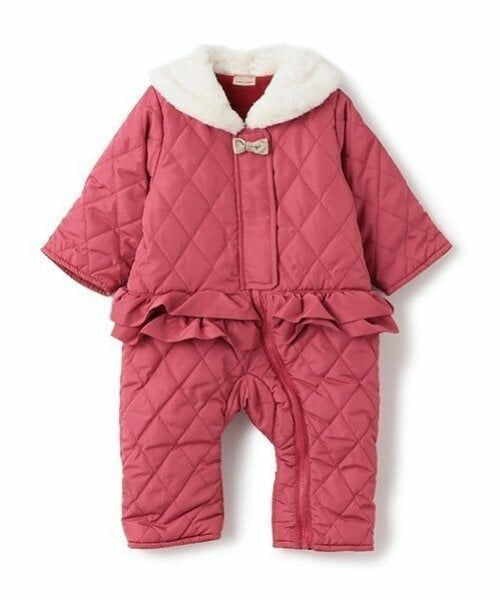 petit main / プティマイン ベビー・キッズウエア | 【リンク】キルトフリルジャンプスーツ(ベビー)（ディープ ピンク）