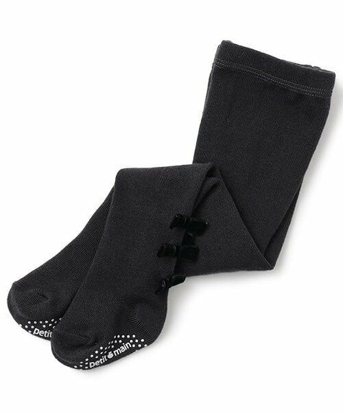 petit main / プティマイン ベビー・キッズウエア | BABYメニーリボンタイツ（チャコール）