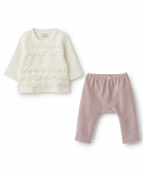 petit main / プティマイン ベビー・キッズウエア | フリルトップスセット（アイボリー）