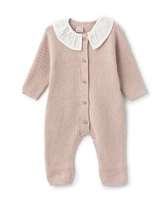 petit main / プティマイン ロンパース | フリル衿つきニットカバーオール