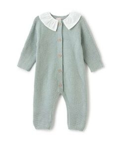 petit main / プティマイン ロンパース | フリル衿つきニットカバーオール