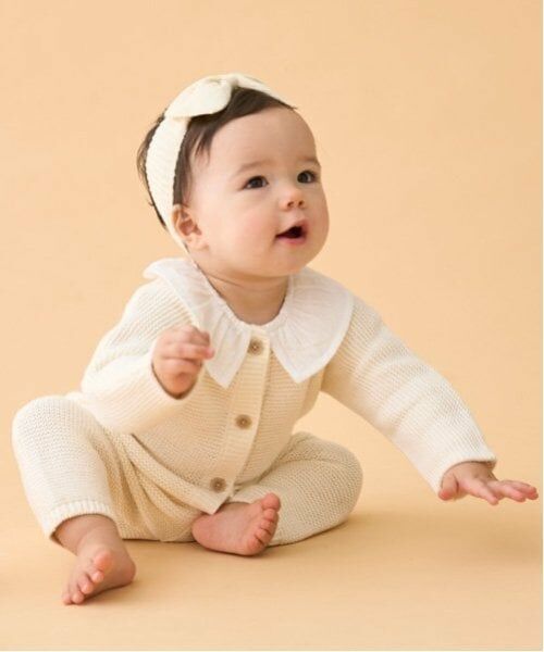 petit main / プティマイン ロンパース | フリル衿つきニットカバーオール | 詳細1