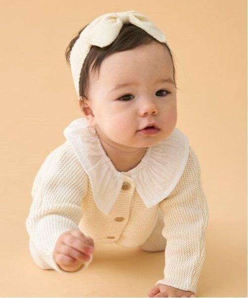 petit main / プティマイン ロンパース | フリル衿つきニットカバーオール | 詳細2