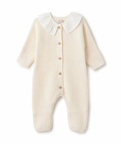 petit main / プティマイン ロンパース | フリル衿つきニットカバーオール | 詳細3