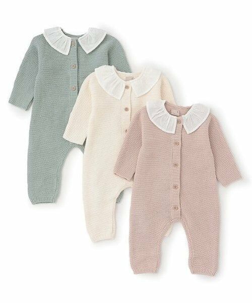 petit main / プティマイン ロンパース | フリル衿つきニットカバーオール | 詳細9