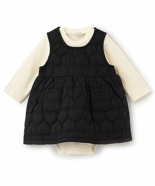 petit main / プティマイン ベビー・キッズウエア | 【リンク】ハートキルトジャンスカセット(ベビー)（チャコール）