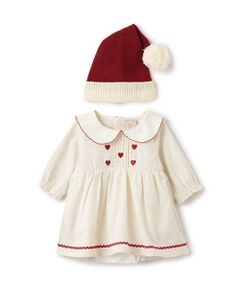 petit main / プティマイン ロンパース | Xmas　なりきり襟ハート刺繍OPロンパース