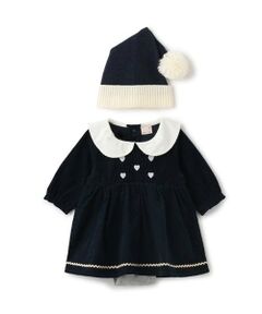 petit main / プティマイン ロンパース | Xmas　なりきり襟ハート刺繍OPロンパース