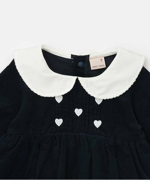 petit main / プティマイン ロンパース | Xmas　なりきり襟ハート刺繍OPロンパース | 詳細2