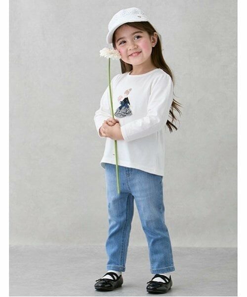 petit main / プティマイン その他パンツ | 【オーガニック】デニムストレートパンツ(キッズサイズ)（サックス）