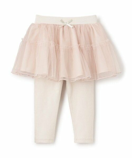 petit main / プティマイン ミニ・ひざ丈スカート | レギンス付きチュールスカート（ライト ピンク）