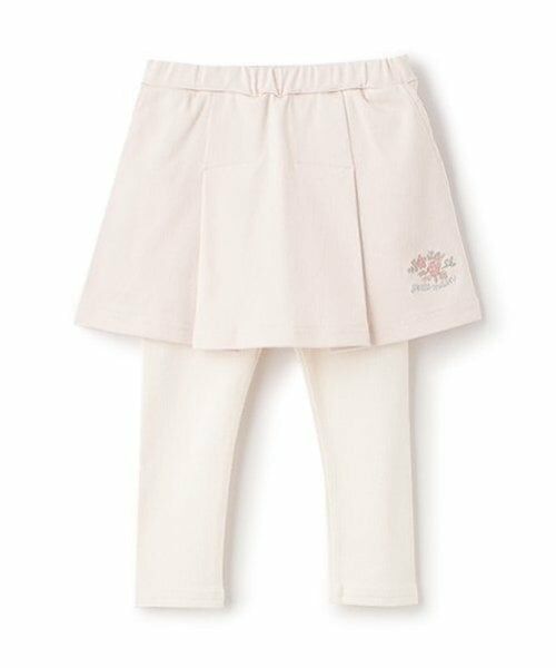 petit main / プティマイン ミニ・ひざ丈スカート | 【リンク】花刺しゅうレギつきスカート(キッズ)（ライト ピンク）