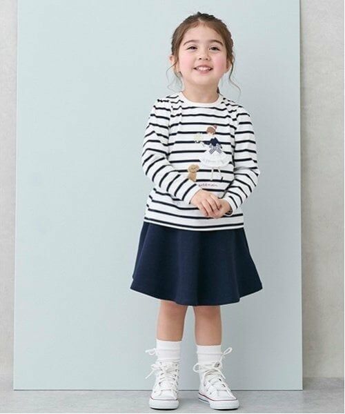 petit main / プティマイン ミニ・ひざ丈スカート | 【リンク/防汚加工】フレアースカパン(キッズサイズ)（紺）