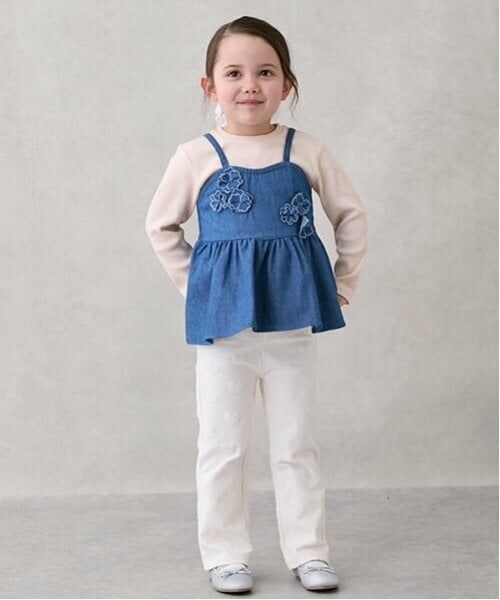 petit main / プティマイン その他パンツ | ハートジャガードフレアパンツ（ECRU(キナリ)）