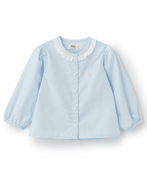 petit main / プティマイン シャツ・ブラウス | 【POLO BCS】衿レースブラウス（ライト ブルー）