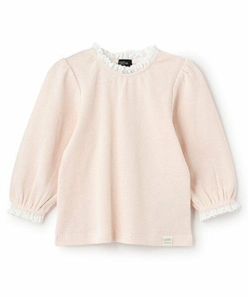 petit main / プティマイン Tシャツ | 【オーガニック】襟付き長袖T（ライト ピンク）