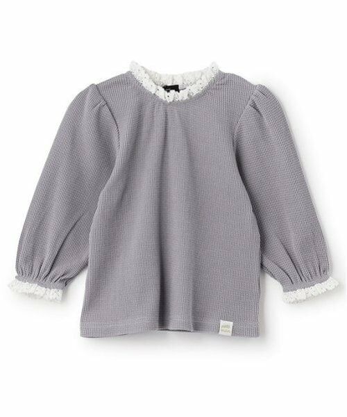 petit main / プティマイン Tシャツ | 【オーガニック】襟付き長袖T（グレー）