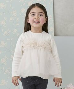 petit main / プティマイン Tシャツ | 【リンク】チュールビスチェドッキング長T(キッズ)