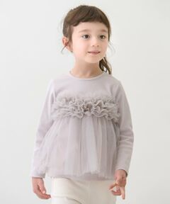 petit main / プティマイン Tシャツ | 【リンク】チュールビスチェドッキング長T(キッズ)