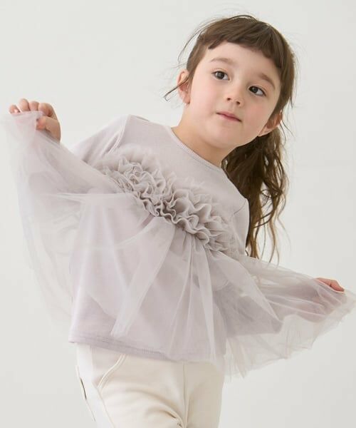 petit main / プティマイン Tシャツ | 【リンク】チュールビスチェドッキング長T(キッズ) | 詳細1