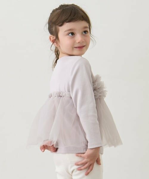 petit main / プティマイン Tシャツ | 【リンク】チュールビスチェドッキング長T(キッズ) | 詳細2