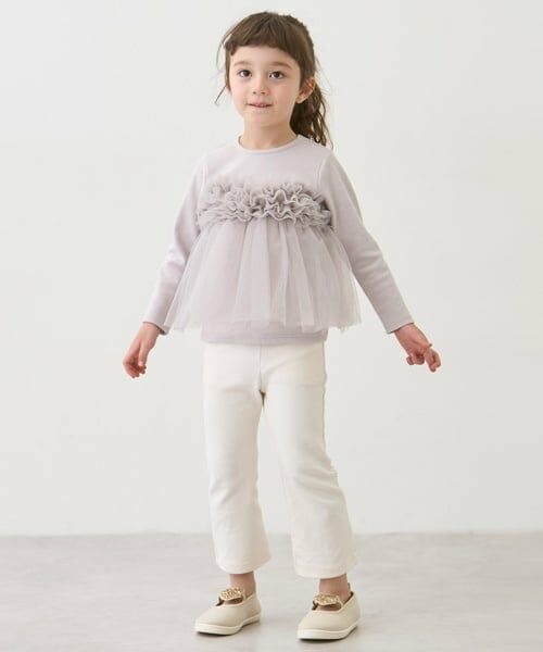 petit main / プティマイン Tシャツ | 【リンク】チュールビスチェドッキング長T(キッズ) | 詳細3