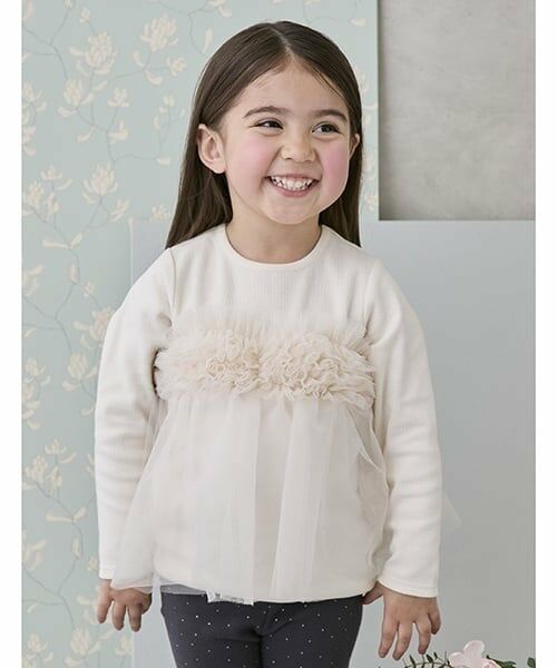 petit main / プティマイン Tシャツ | 【リンク】チュールビスチェドッキング長T(キッズ) | 詳細5