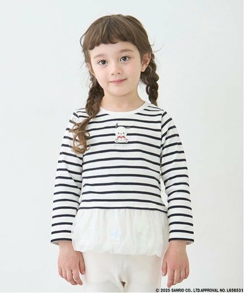 petit main / プティマイン Tシャツ | 【サンリオ】花チュール長袖T(紺)