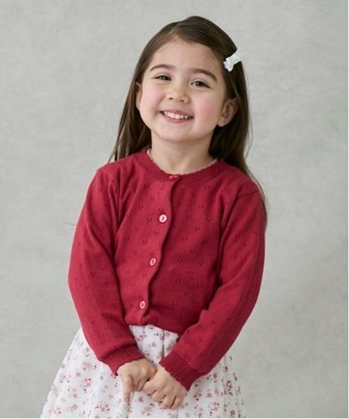 petit main / プティマイン カーディガン・ボレロ | 【リンク】針抜きカーディガン(キッズ)（赤）