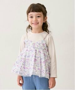 petit main / プティマイン Tシャツ | 【リンク】花柄ドッキング長T(キッズ)