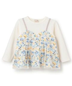 petit main / プティマイン Tシャツ | 【リンク】花柄ドッキング長T(キッズ)