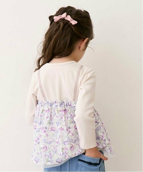 petit main / プティマイン Tシャツ | 【リンク】花柄ドッキング長T(キッズ) | 詳細2