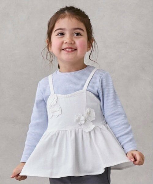 petit main / プティマイン その他トップス | 【リンク】花ビスチェ長Tセット(キッズ)（アイボリー）