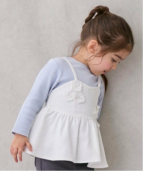 petit main / プティマイン その他トップス | 【リンク】花ビスチェ長Tセット(キッズ) | 詳細4