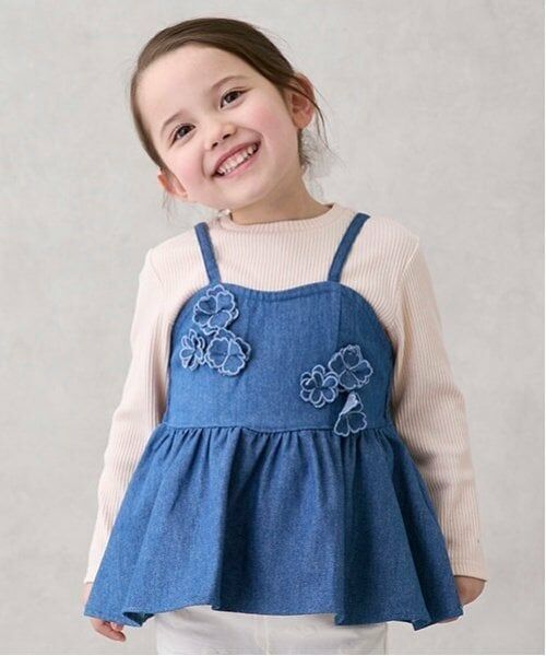 petit main / プティマイン その他トップス | 【リンク】花ビスチェ長Tセット(キッズ) | 詳細9