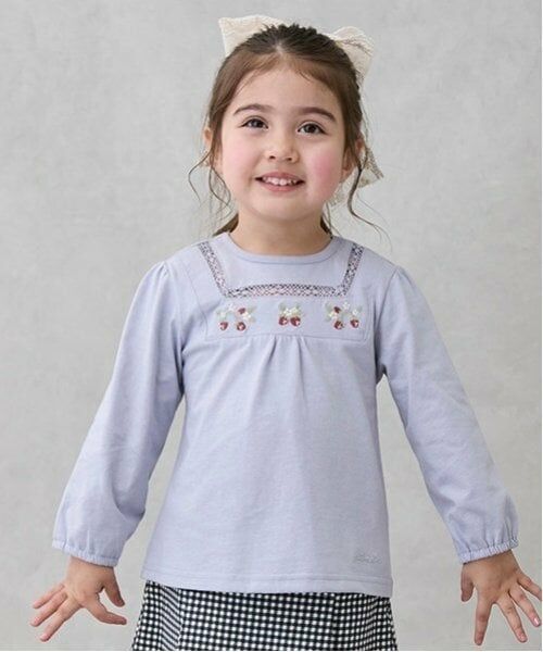 petit main / プティマイン Tシャツ | いちご刺しゅう長袖T | 詳細1