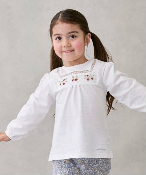 petit main / プティマイン Tシャツ | いちご刺しゅう長袖T | 詳細5