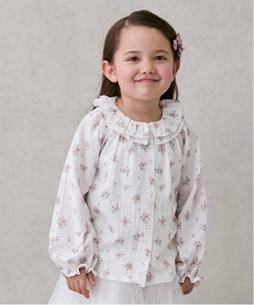 petit main / プティマイン シャツ・ブラウス | 小花柄ブラウス（ピンク）