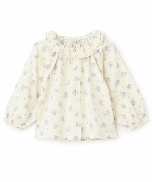 petit main / プティマイン シャツ・ブラウス | 小花柄ブラウス（ブルー）