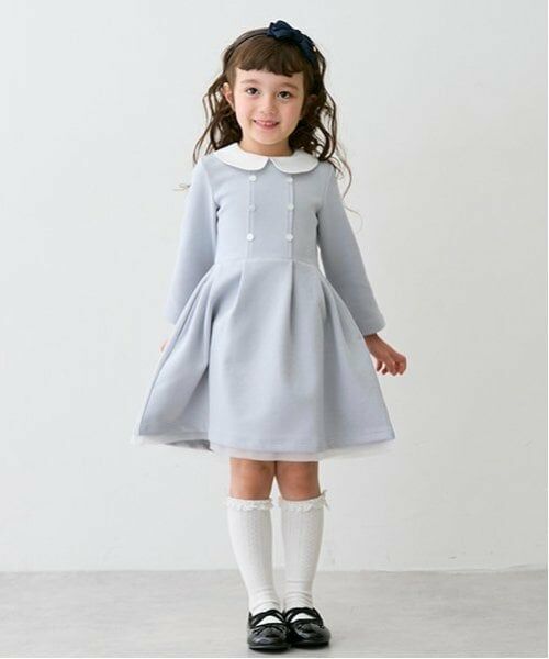 petit main / プティマイン ミニ丈・ひざ丈ワンピース | 【POLO BCS】ポンチワンピース（グレー）
