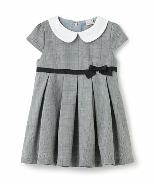 petit main / プティマイン ドレス | オケージョン衿プリーツワンピース（ライト グレー）