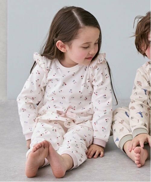 petit main / プティマイン ルームウェア | GIRLS長袖パジャマ（サーモン ピンク）