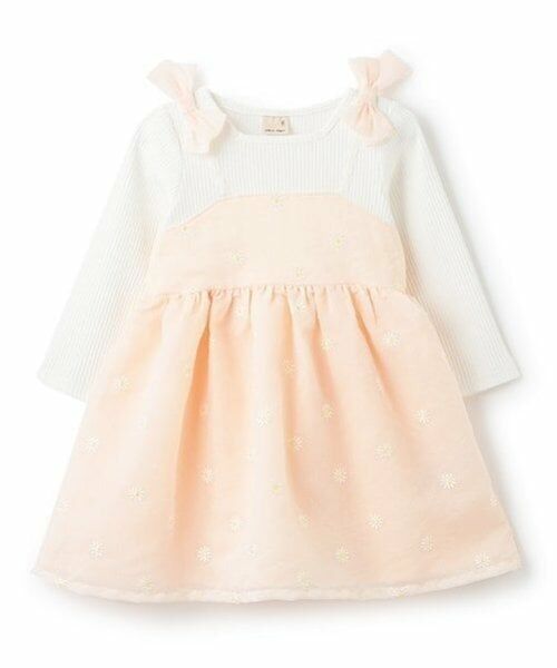 petit main / プティマイン ミニ丈・ひざ丈ワンピース | 【リンク】花刺しゅうワンピース(キッズ)（ライト ピンク）