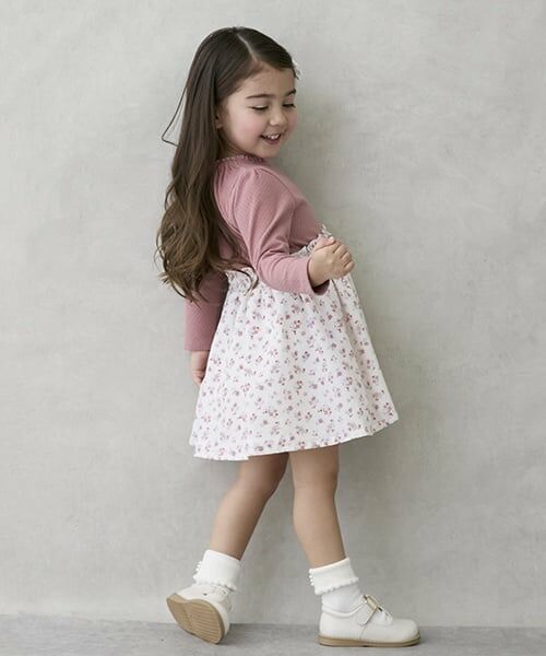 petit main / プティマイン ミニ丈・ひざ丈ワンピース | カット×布帛切り替えワンピース | 詳細1