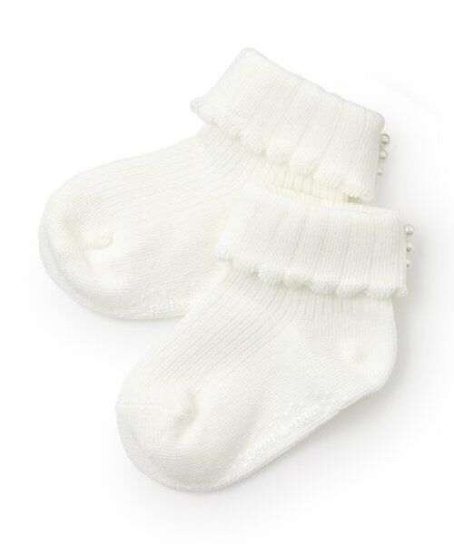 petit main / プティマイン ソックス | パール付きクルーソックス（オフ ホワイト）